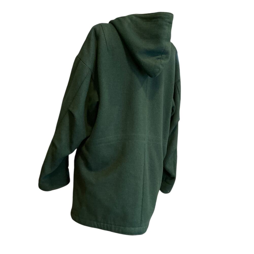 Vintage Forest Green Wool Toggle Duffle Coat Women’s Large Hooded Academia - Picture 4 of 16